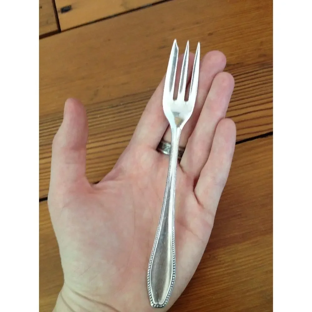 Set of 12 Vintage Silverplate Bruckmann 90 Salad Pastry Forks Antique Flatware